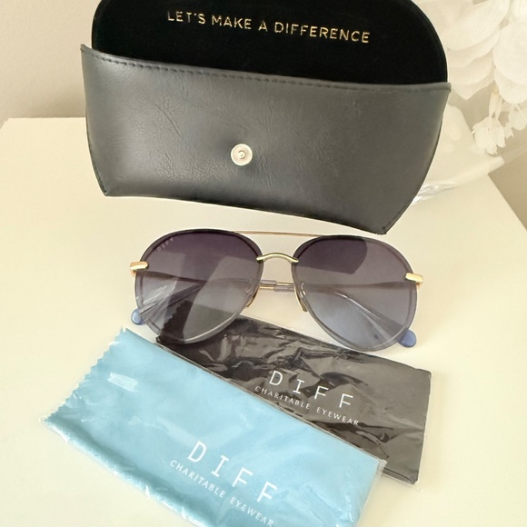 DIFF Lenox Aviator Sunglasses in Gold Blue Gradient - Picture 11 of 11